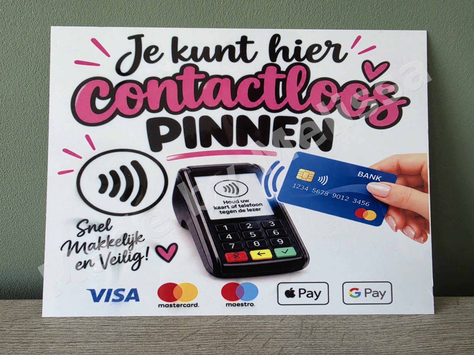 Contactloos pinnen plaat 20x15