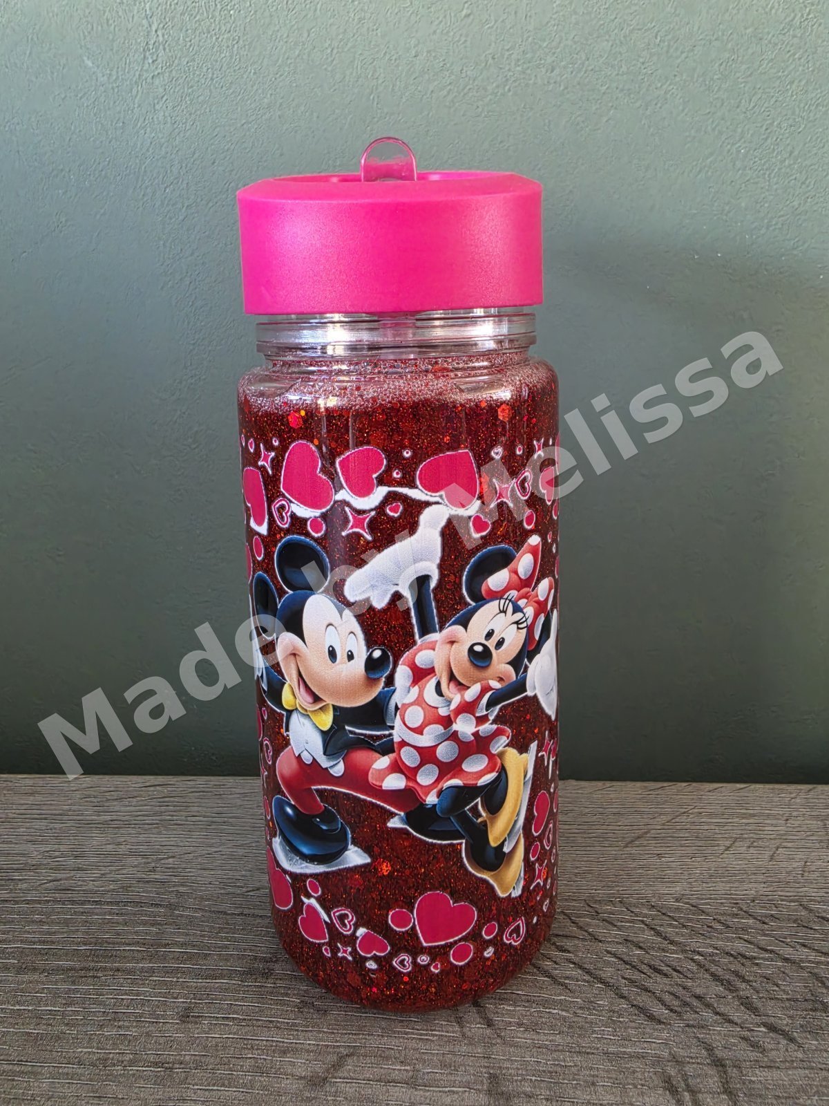 Glitterbeker mickey en minnie