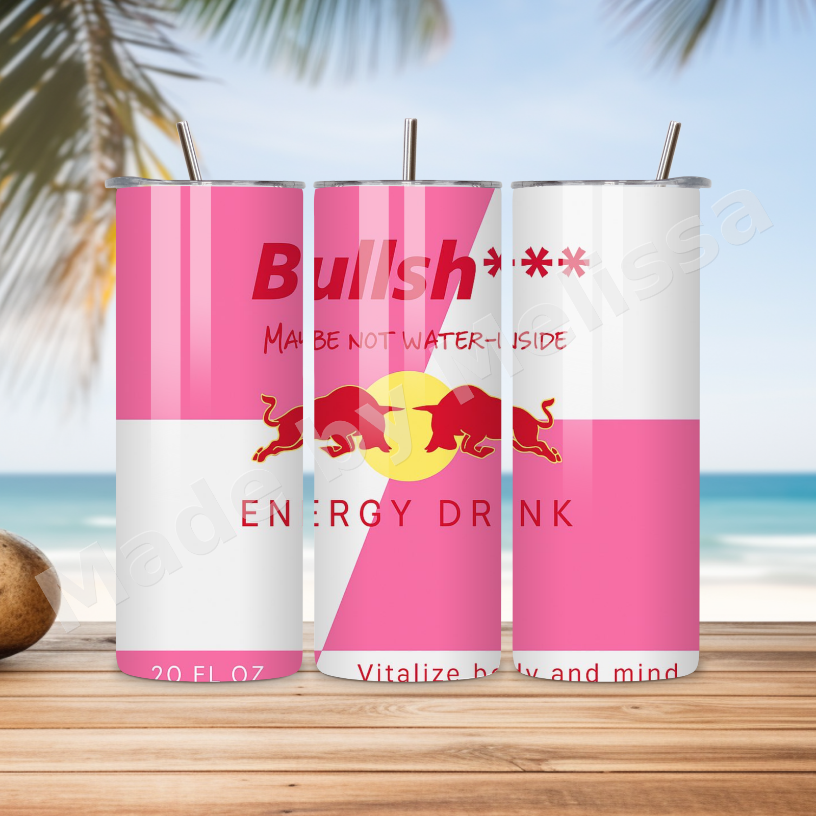 💗🥤 Roze & Wit Bullsh Energy Cup 🥤💗